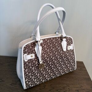 DKNY white leather shoulder bag